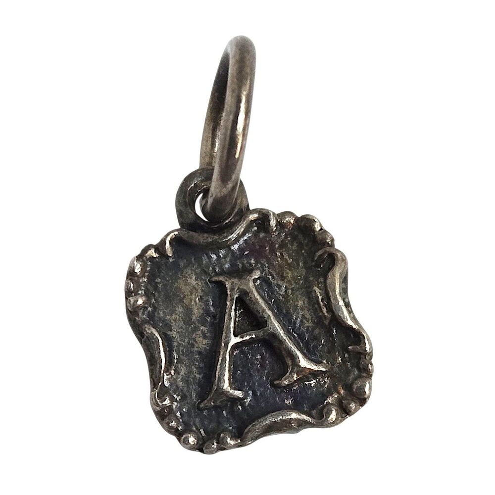 Waxing Poetic Small Crest Letter A Charm Sterling Silver Insignia Retired